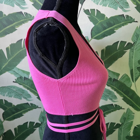 Zara Womens Pink Crop Tie String Top Pink Small NWT - Picture 11 of 12